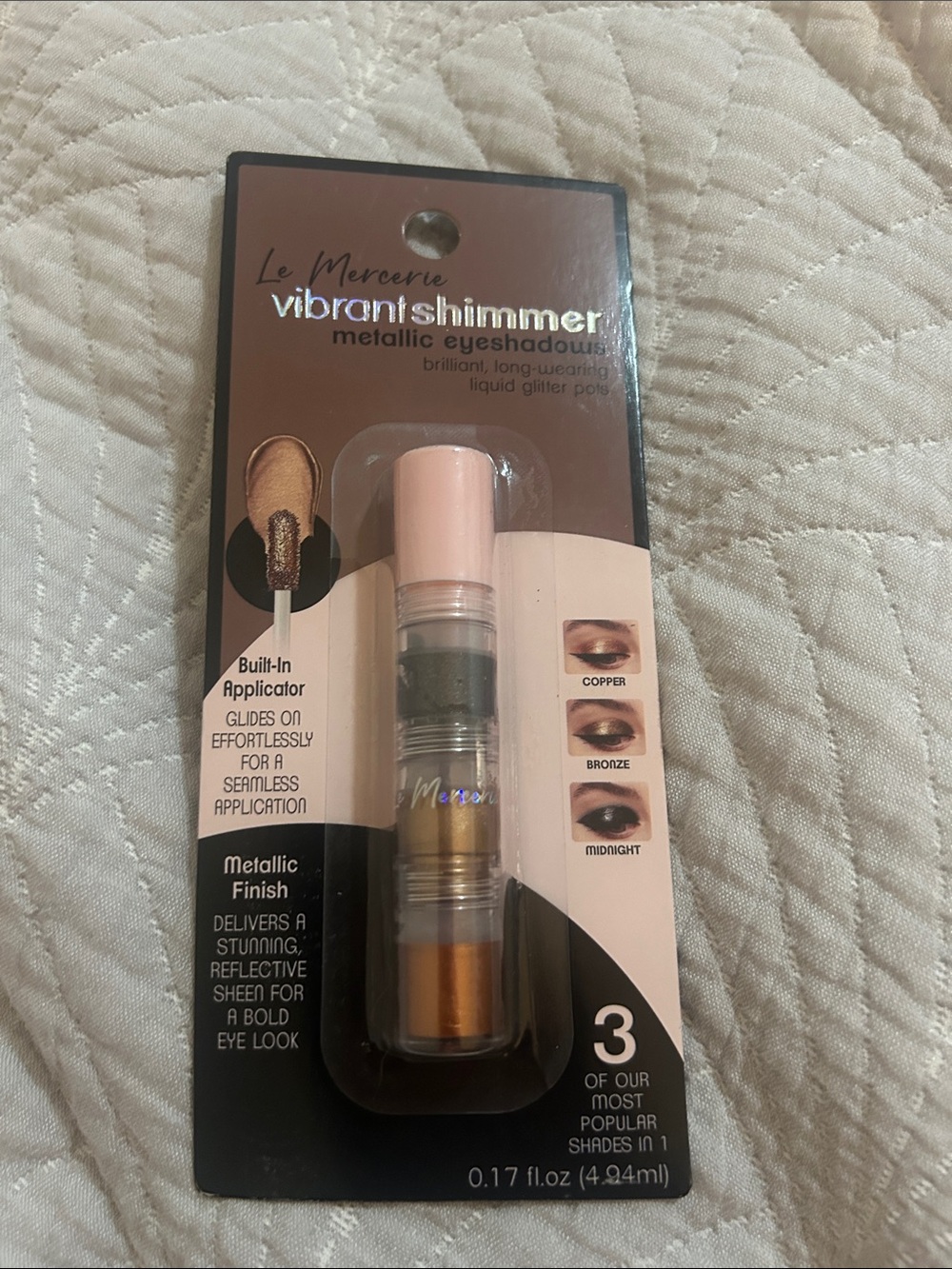 La Mercerie Vibrant Shimmer Metallic Eyeshadow Trio — Copper/Bronze/Midnight NWT